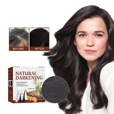 สบู่ก้อนแชมพูปิดผมดำ