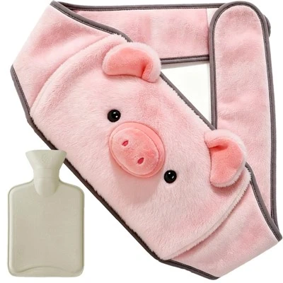 ถุงน้ำร้อนยางตุ๊กตาหมูขนาด 1000 มล. ที่หุ้มเข็มขัด
